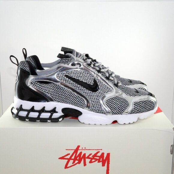 Stussy x Nike Air Zoom Spiridon Cage 2 Pure Platinum 2020 CU1854-001 US 11 DS - Picture 3 of 15